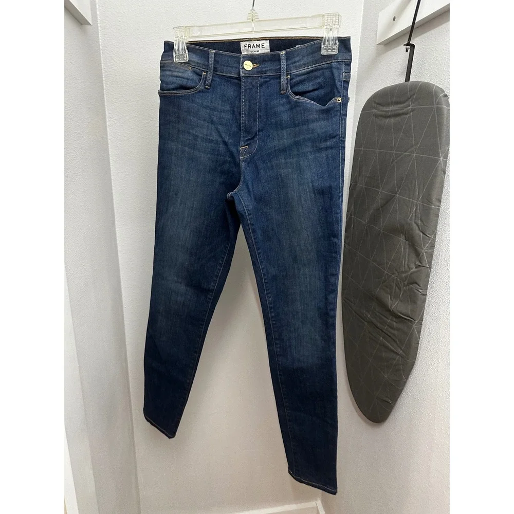 Frame‎ Denim Le High Skinny Jeans Dark Indigo Blue High Rise Size 28